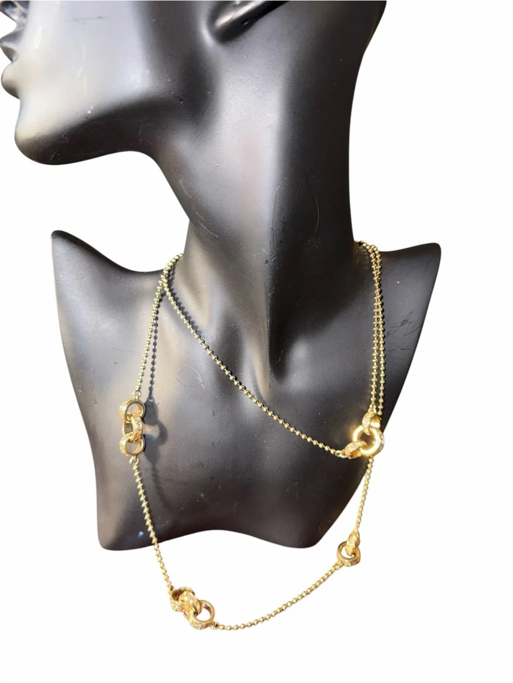 Coach Gold-Tone Knot & Bead Long Necklace - Women Jewelry